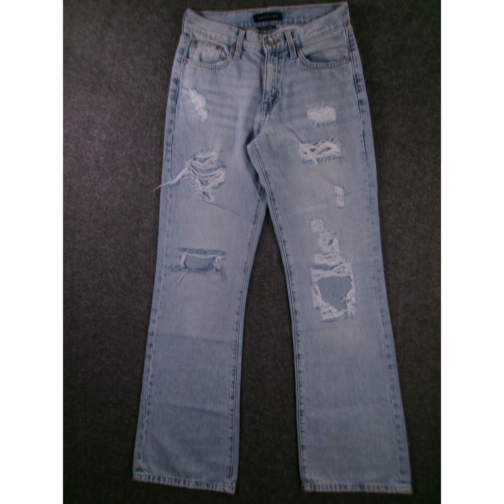 Aeropostale Jeans Women 0 Blue Boyfriend Flare Light Wash Distressed Skater Y2K
